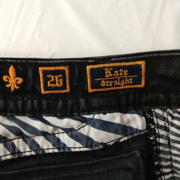 Rock Revival Kate Straight Fleur Style Skinny Jeans Black Tag Size 26 Fit 28X32 - Picture 4 of 12